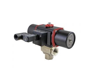 3/8" NPT CFM8 Stainless Steel Double Acting, Spring-Failsafe Pneumatic Actuated Ball Valve