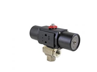 1/2" NPT CFM8 Stainless Steel Spring-Return (Normally Closed) Pneumatic Actuated Ball Valve