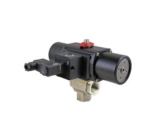 1/2" NPT CFM8 Stainless Steel Spring-Return (Normally Closed) Pneumatic Actuated Ball Valve