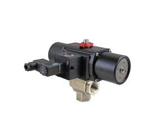 1/4" NPT CFM8 Stainless Steel Spring-Return (Normally Closed) Pneumatic Actuated Ball Valve