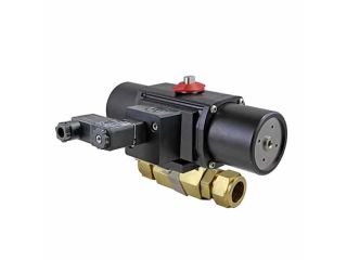 3/4" Tube Compression Brass Spring-Return (Normally Open) Pneumatic Actuated Ball Valve