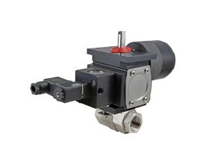1/4" NPT Carbon Steel Double Acting Pneumatic Actuated Ball Valve With Limit Switch With Solenoid Valve