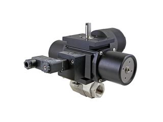 1/4" NPT Carbon Steel Spring-Return (Normally Closed) Pneumatic Actuated Ball Valve With Limit Switch With Solenoid Valve