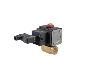 1/4" NPT Brass Double Acting Pneumatic Actuated Ball Valve With Solenoid Valve