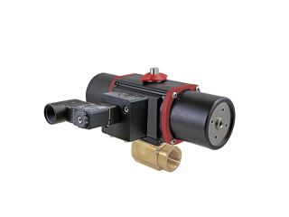 1/4" NPT Brass Double Acting, Spring-Failsafe Pneumatic Actuated Ball Valve