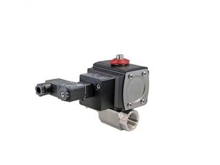 1/2" NPT CFM8 Stainless Steel Double Acting Pneumatic Actuated Ball Valve With Solenoid Valve