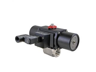 1/4" NPT CFM8 Stainless Steel Spring-Return (Normally Closed) Pneumatic Actuated Ball Valve With Solenoid Valve