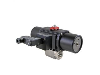 3/8" NPT CFM8 Stainless Steel Spring-Return (Normally Closed) Pneumatic Actuated Ball Valve With Solenoid Valve