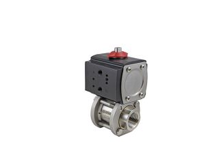1/4" NPT Stainless Steel Double Acting Pneumatic Actuated 3-piece Ball Valve