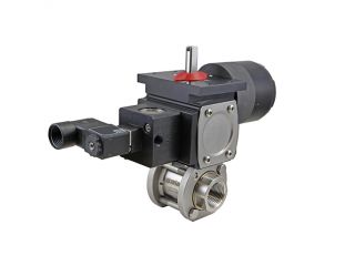 3/8" NPT Stainless Steel Double Acting Pneumatic Actuated 3-piece Ball Valve With Limit Switch With Solenoid Valve