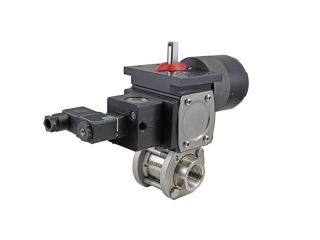 1/4" NPT Stainless Steel Double Acting Pneumatic Actuated 3-piece Ball Valve With Limit Switch With Solenoid Valve