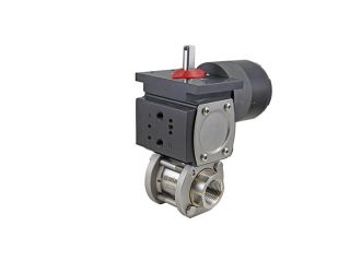1/4" NPT Stainless Steel Double Acting Pneumatic Actuated 3-piece Ball Valve With Limit Switch