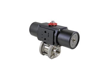 1/4" NPT Stainless Steel Spring-Return (Normally Closed) Pneumatic Actuated 3-piece Ball Valve