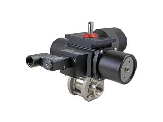 1/4" NPT Stainless Steel Spring-Return (Normally Closed) Pneumatic Actuated 3-piece Ball Valve With Limit Switch With Solenoid Valve