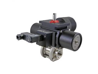 3/8" NPT Stainless Steel Spring-Return (Normally Closed) Pneumatic Actuated 3-piece Ball Valve With Limit Switch With Solenoid Valve