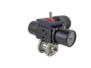 1/4" NPT Stainless Steel Spring-Return (Normally Closed) Pneumatic Actuated 3-piece Ball Valve With Limit Switch