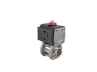 2" Socket Weld Stainless Steel Double Acting Pneumatic Actuated 3-piece Ball Valve