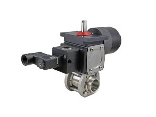 1/4" Socket Weld Stainless Steel Double Acting Pneumatic Actuated 3-piece Ball Valve With Limit Switch With Solenoid Valve