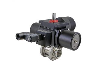 1/4" Socket Weld Stainless Steel Spring-Return (Normally Closed) Pneumatic Actuated 3-piece Ball Valve With Limit Switch With Solenoid Valve