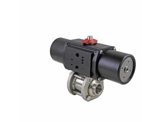 3/8" Tube Socket Weld Stainless Steel Spring-Return (Normally Open) Pneumatic Actuated 3-piece Ball Valve