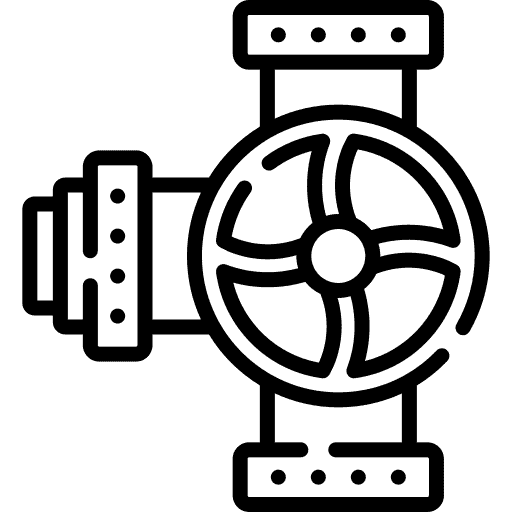 icon of pipes with wheel attached
